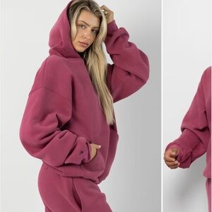 Comfrt Minimalist Hoodie Berry Size Large